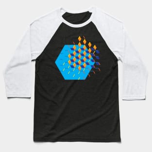 Hexagon Cubes Baseball T-Shirt